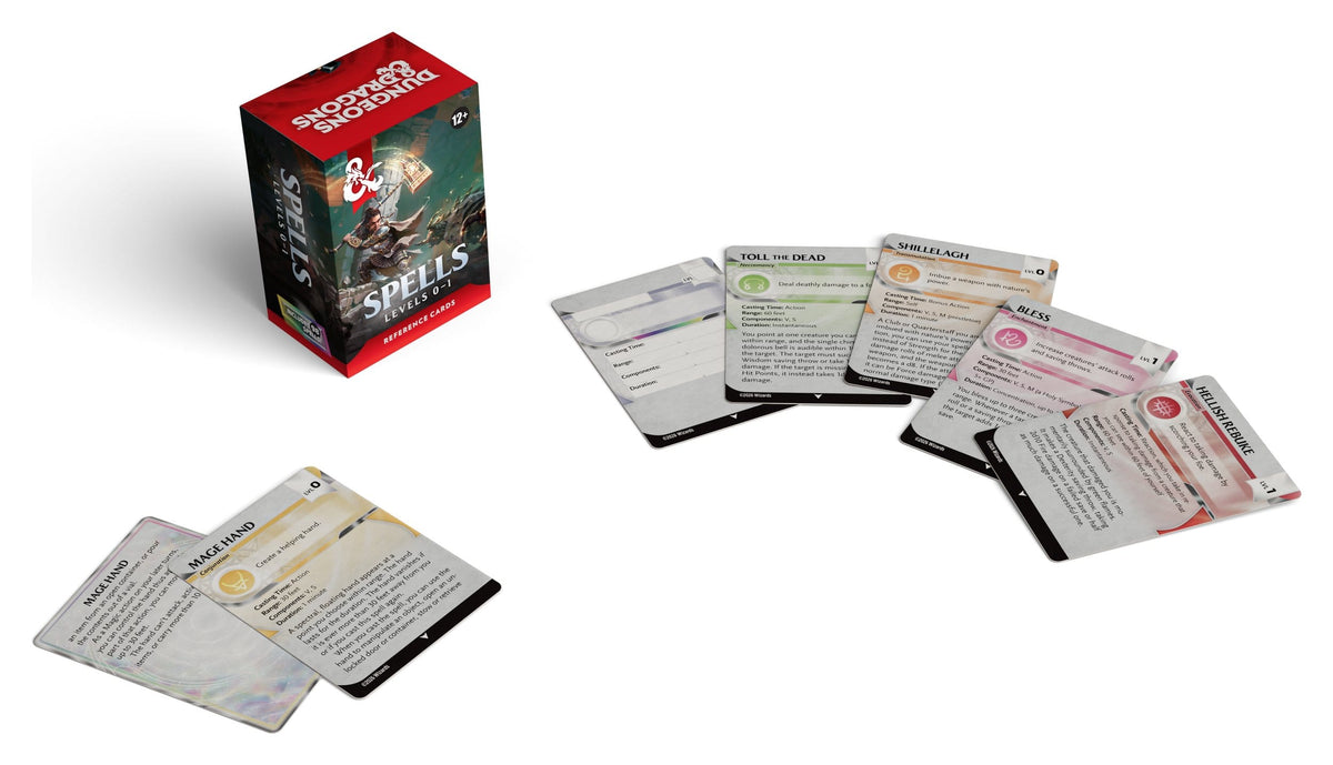 Wizards of the Coast Dungeons and Dragons Spells Levels 0-1 Reference Cards - View 2
